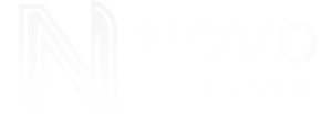Logotipo de NovoInstitute: una N geométrica moderna en tonos morados y teals, y el texto Novo Institute.
